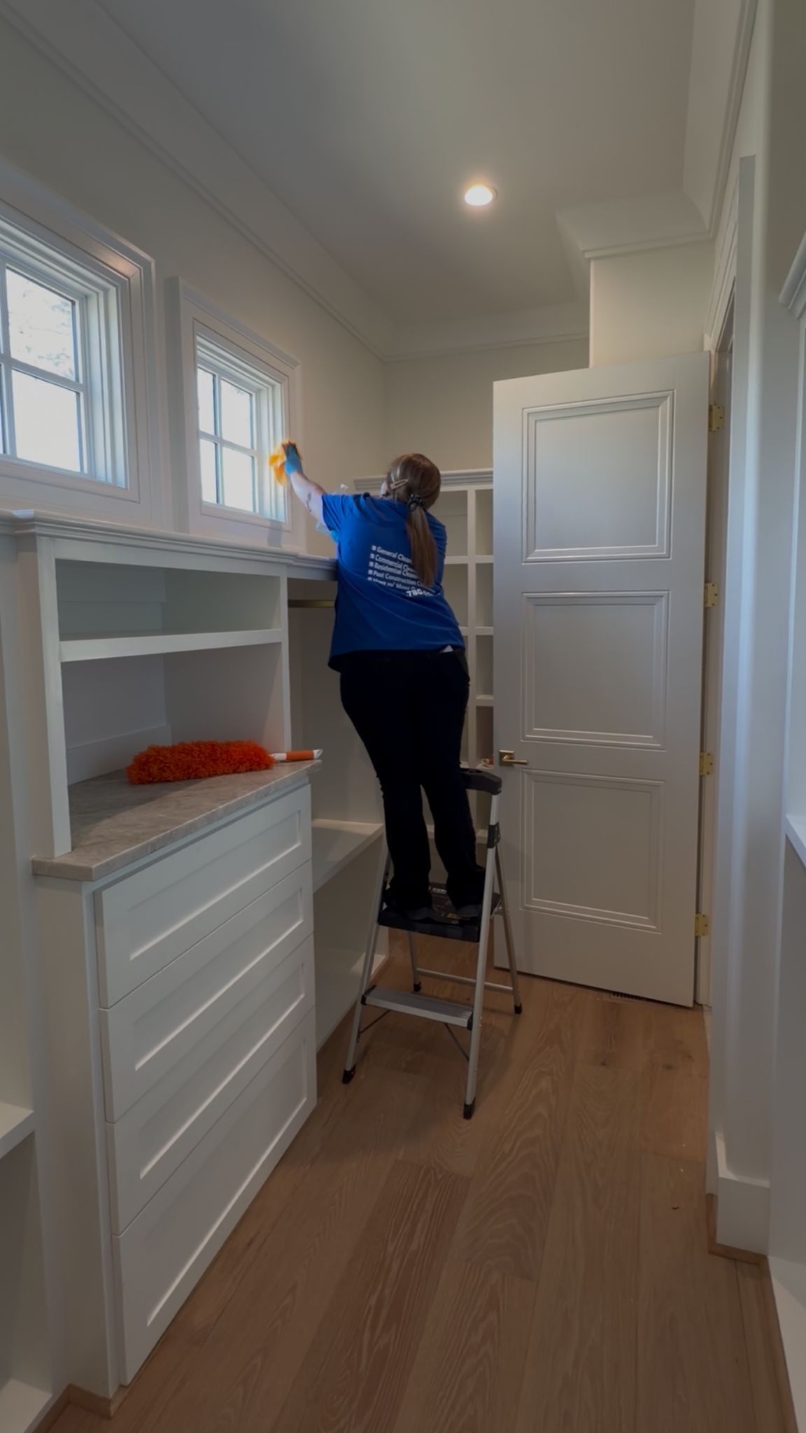Deep cleaning a walk-in closet